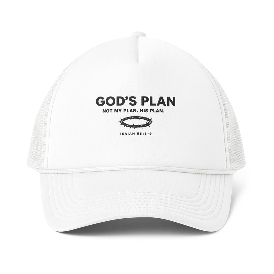 God's Plan Trucker Cap – "God's Plan: Not My Plan, His Plan" Mesh-Back Christian Hat