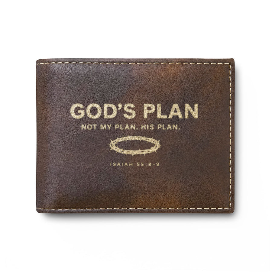 God's Plan Bi-Fold Wallet — 'Not My Plan, His Plan' Leather Wallet