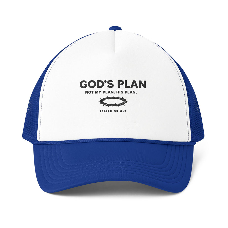 God's Plan Trucker Cap – "God's Plan: Not My Plan, His Plan" Mesh-Back Christian Hat