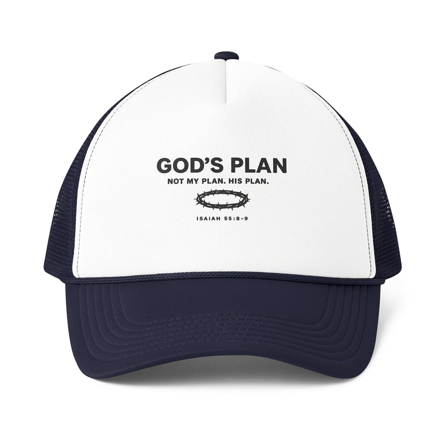 God's Plan Trucker Cap – "God's Plan: Not My Plan, His Plan" Mesh-Back Christian Hat